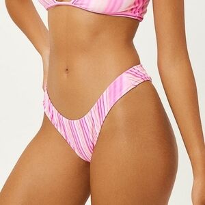 Frankie's Bikinis Bottoms Women XL Swim Bathing Velvet Pink Stripe Katarina